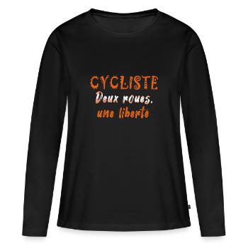 velo cycliste deux roues une liberté v - T-shirt manches longues Premium bio Femme - noir - Devant - Julia (174cm)