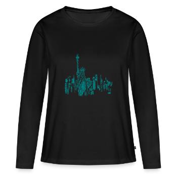 New York Tuerkis - T-shirt manches longues Premium bio Femme - noir - Devant - Julia (174cm)