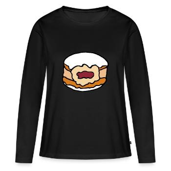 Beignets berlinois Confitures Glaçage - T-shirt manches longues Premium bio Femme - noir - Devant - Julia (174cm)