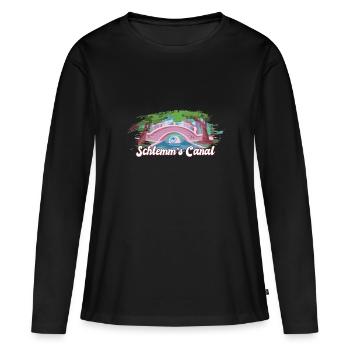 Drôle d’optométriste Citation du globe oculaire du canal de Schlemm - T-shirt manches longues Premium bio Femme - noir - Devant - Julia (174cm)