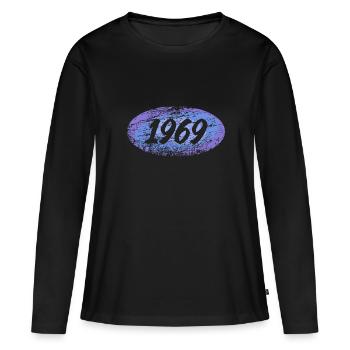 1969 1969 - T-shirt manches longues Premium bio Femme - noir - Devant - Julia (174cm)
