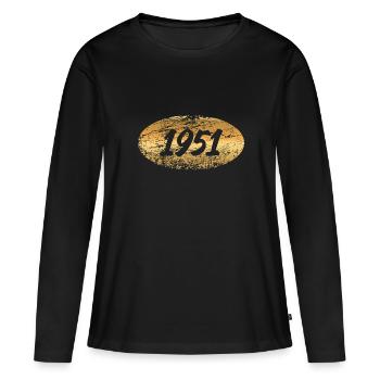 Lingot d’or 1951 - T-shirt manches longues Premium bio Femme - noir - Devant - Julia (174cm)
