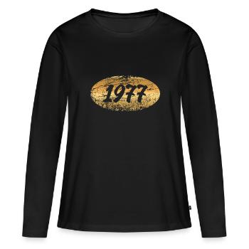Métal précieux 1977 - T-shirt manches longues Premium bio Femme - noir - Devant - Julia (174cm)