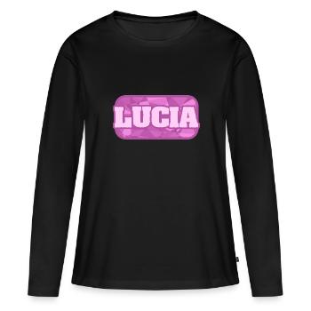 Nature Santé biologique Prénom Lucia - T-shirt manches longues Premium bio Femme - noir - Devant - Julia (174cm)