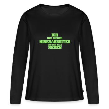 Profession : Mineur - T-shirt manches longues Premium bio Femme - noir - Devant - Julia (174cm)