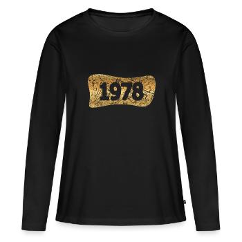 1978 - T-shirt manches longues Premium bio Femme - noir - Devant - Julia (174cm)