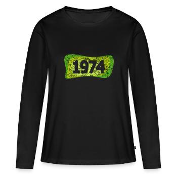 1974 1974 - T-shirt manches longues Premium bio Femme - noir - Devant - Julia (174cm)