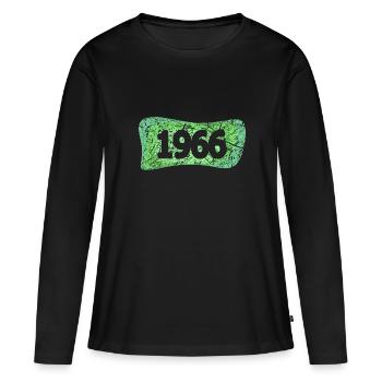 1966 1966 - T-shirt manches longues Premium bio Femme - noir - Devant - Julia (174cm)