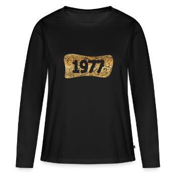 Lingots d’or 1977 - T-shirt manches longues Premium bio Femme - noir - Devant - Julia (174cm)