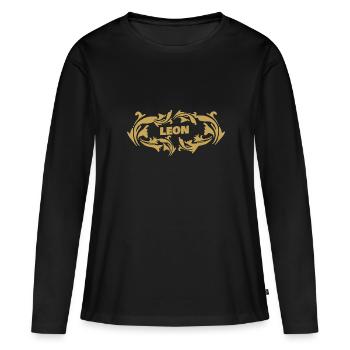 Léon - T-shirt manches longues Premium bio Femme - noir - Devant - Julia (174cm)