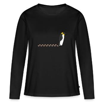Empreinte de faune de pingouin mignon se dandin - T-shirt manches longues Premium bio Femme - noir - Devant - Julia (174cm)