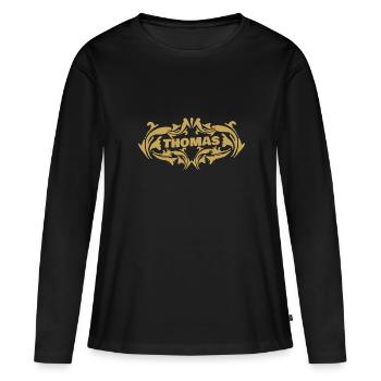 Thomas - Frauen Premium Bio Langarmshirt - Schwarz - Vorne - Julia (174cm)