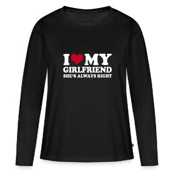 J’aime ma copine Elle a toujours raison - T-shirt manches longues Premium bio Femme - noir - Devant - Julia (174cm)