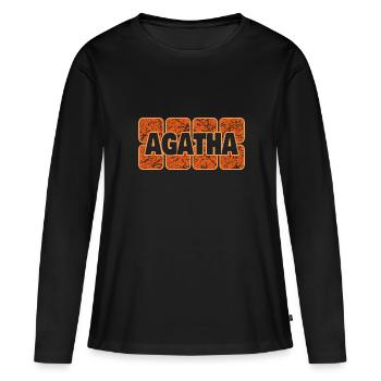 Weiblich Agatha - Frauen Premium Bio Langarmshirt - Schwarz - Vorne - Julia (174cm)