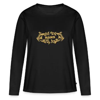 Hans d’or - T-shirt manches longues Premium bio Femme - noir - Devant - Julia (174cm)
