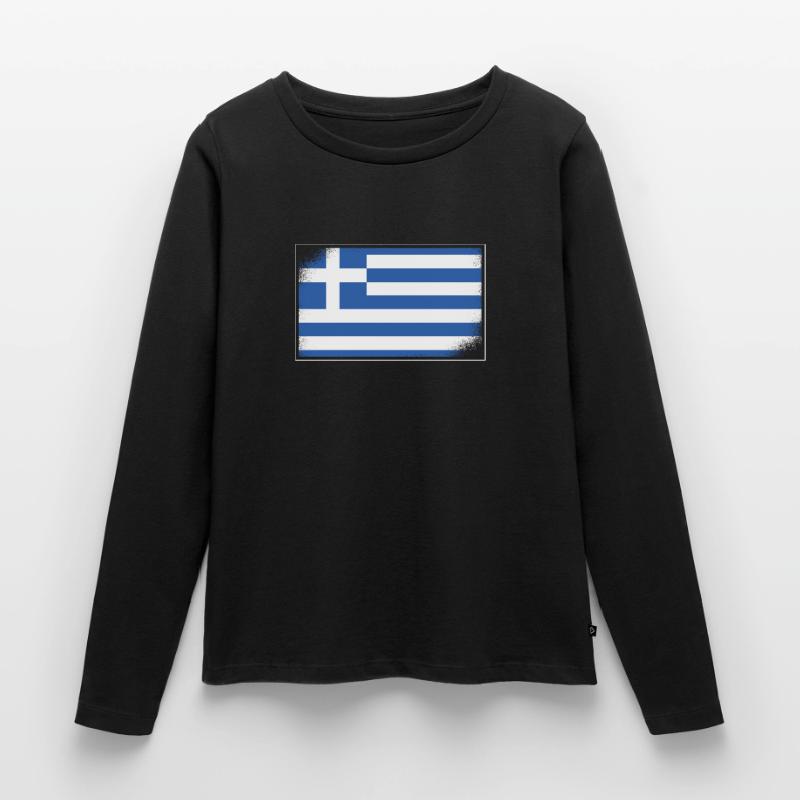 Drapeau de la Grèce Hellas Athènes Drapeau de la Grèce T-shirt manches longues Premium bio Femme