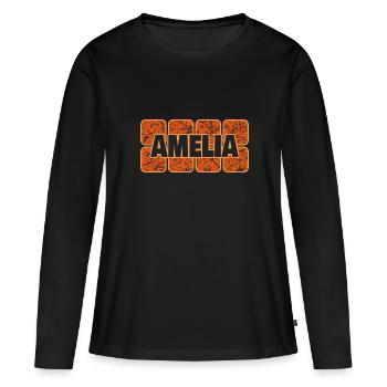 Amelia als Vorname - Frauen Premium Bio Langarmshirt - Schwarz - Vorne - Julia (174cm)