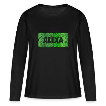 Prénom Alexa - T-shirt manches longues Premium bio Femme - noir - Devant - Julia (174cm)