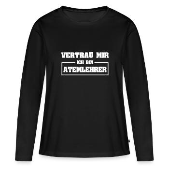 Instructeur de respiration aussi drôle - T-shirt manches longues Premium bio Femme - noir - Devant - Julia (174cm)