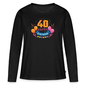 40ème anniversaire de 40 ans Joyeux anniversaire cadeau - T-shirt manches longues Premium bio Femme - noir - Devant - Julia (174cm)