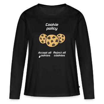 Politique de cookies, Accepter les cookies Blague - T-shirt manches longues Premium bio Femme - noir - Devant - Julia (174cm)