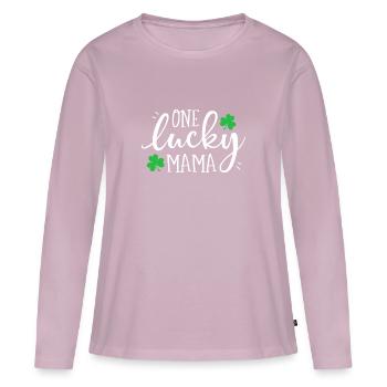 One Lucky Mama St Patricks Day Women Mom Mother - Women's Premium Organic Long Sleeve Shirt - dusky pink - Front - Julia (174cm)