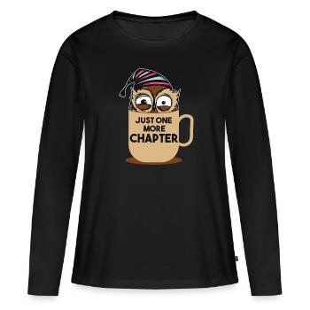 Drôle de livre Cadeau amoureux | Encore un chapitre - T-shirt manches longues Premium bio Femme - noir - Devant - Julia (174cm)