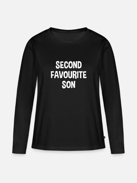 lustige zweitlieblingssohn kinder geschwister - Frauen Premium Bio Langarmshirt - Schwarz