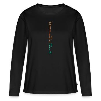 Cadeau de photographe pour l’amateur de photographie Aperture - T-shirt manches longues Premium bio Femme - noir - Devant - Julia (174cm)