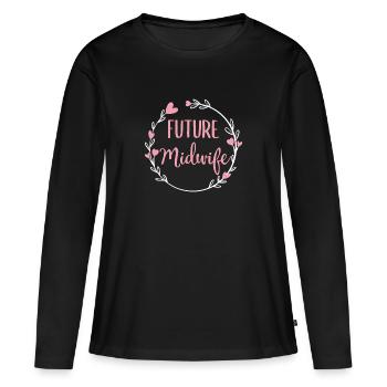 Futures sages-femmes Sages-femmes Étudiante en sage-femme - T-shirt manches longues Premium bio Femme - noir - Devant - Julia (174cm)