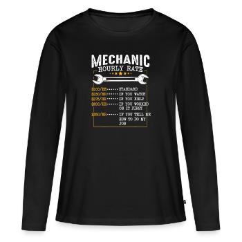Mécanique Taux de main-d’œuvre horaire, Voiture de collègues - T-shirt manches longues Premium bio Femme - noir - Devant - Julia (174cm)