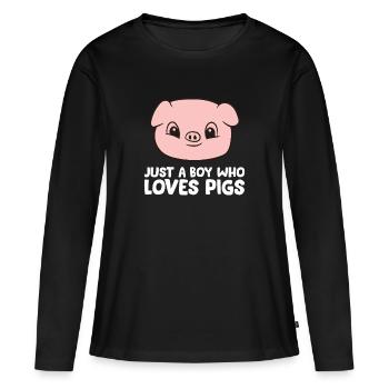 Schweinezüchter Junge Nur ein Junge, der Schweine liebt - Frauen Premium Bio Langarmshirt - Schwarz - Vorne - Julia (174cm)