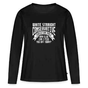 Blanc Hétéro Conservateur Chrétien Homme - T-shirt manches longues Premium bio Femme - noir - Devant - Julia (174cm)