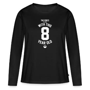 La force est forte avec ce logo rebelle de 8 ans - T-shirt manches longues Premium bio Femme - noir - Devant - Julia (174cm)