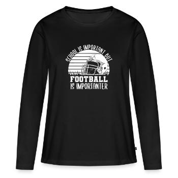 L’école est importante, mais le football est plus important - T-shirt manches longues Premium bio Femme - noir - Devant - Julia (174cm)