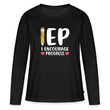 IEP I Encourage Progress Special Education School - Women's Premium Organic Long Sleeve Shirt - black - Front - Julia (174cm)