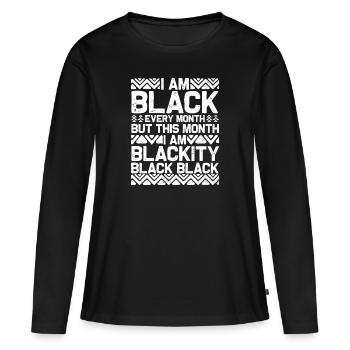Je suis noir tous les mois, mais ce mois-ci - T-shirt manches longues Premium bio Femme - noir - Devant - Julia (174cm)