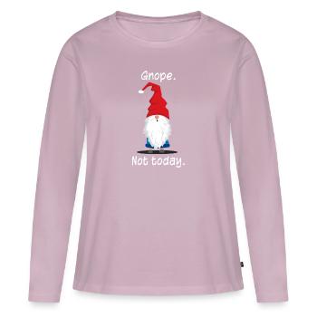 Drôle de Gnome Tee, Gnope, pas aujourd’hui - T-shirt manches longues Premium bio Femme - rose poudré - Devant - Julia (174cm)