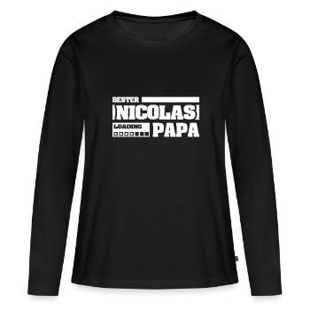 Prénom Nicolas - T-shirt manches longues Premium bio Femme - noir - Devant - Julia (174cm)