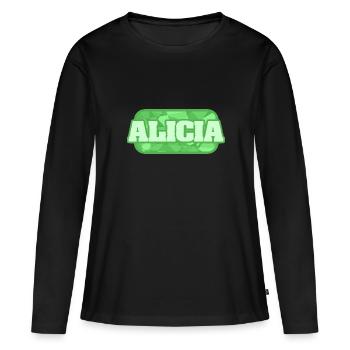 Gesundheit Alicia - Frauen Premium Bio Langarmshirt - Schwarz - Vorne - Julia (174cm)