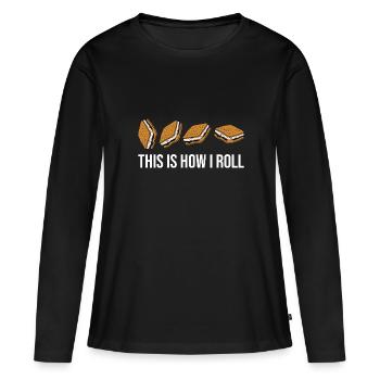 C’est drôle comme ça que je roule Smore Fan Marshmallow Cam - T-shirt manches longues Premium bio Femme - noir - Devant - Julia (174cm)