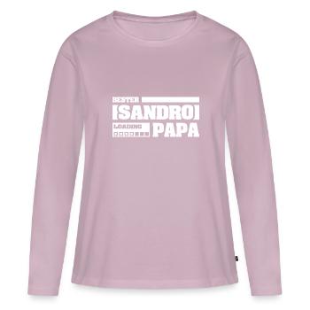 Prénom Sandro - T-shirt manches longues Premium bio Femme - rose poudré - Devant - Julia (174cm)