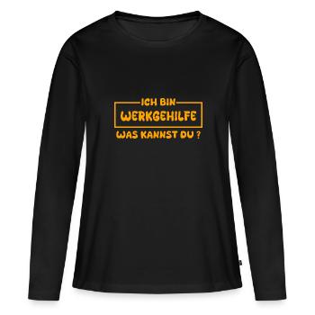 Profession : Assistante - T-shirt manches longues Premium bio Femme - noir - Devant - Julia (174cm)