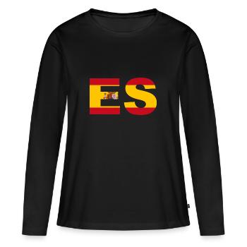 Espagne Drapeau ISO Code ES Madrid Europe Ibiza UE - T-shirt manches longues Premium bio Femme - noir - Devant - Julia (174cm)