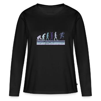 Évolution du Para Running - T-shirt manches longues Premium bio Femme - noir - Devant - Julia (174cm)