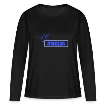 Knuffig Amelia - Frauen Premium Bio Langarmshirt - Schwarz - Vorne - Julia (174cm)