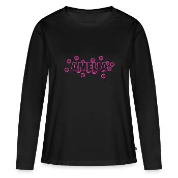 Vorname Amelia - Frauen Premium Bio Langarmshirt - Schwarz - Vorne - Julia (174cm)