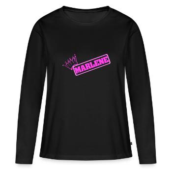 Marlene - Women's Premium Organic Long Sleeve Shirt - black - Front - Julia (174cm)