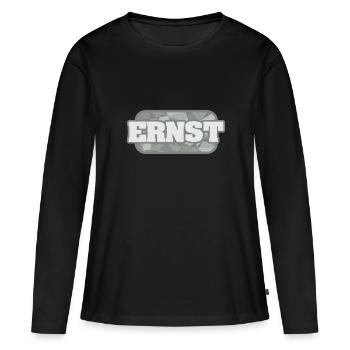 Ernst - Frauen Premium Bio Langarmshirt - Schwarz - Vorne - Julia (174cm)