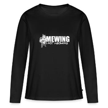 Drôle Chat Meme Miaulant Pas Miaulement Mâchoire - T-shirt manches longues Premium bio Femme - noir - Devant - Julia (174cm)